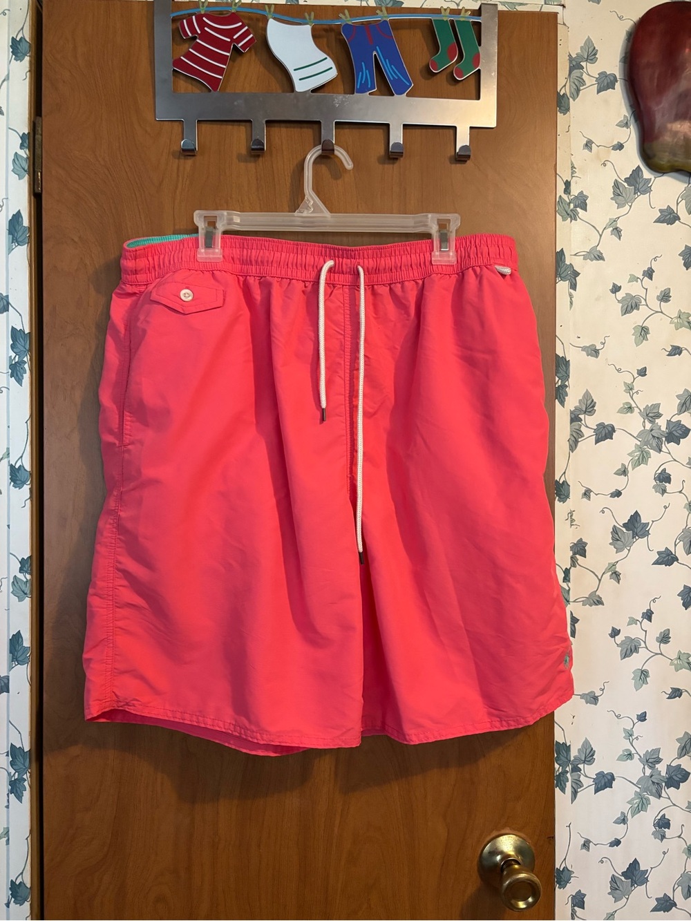 0-1 Polo by Ralph Lauren Coral-Pink Drawstring Swim Trunks